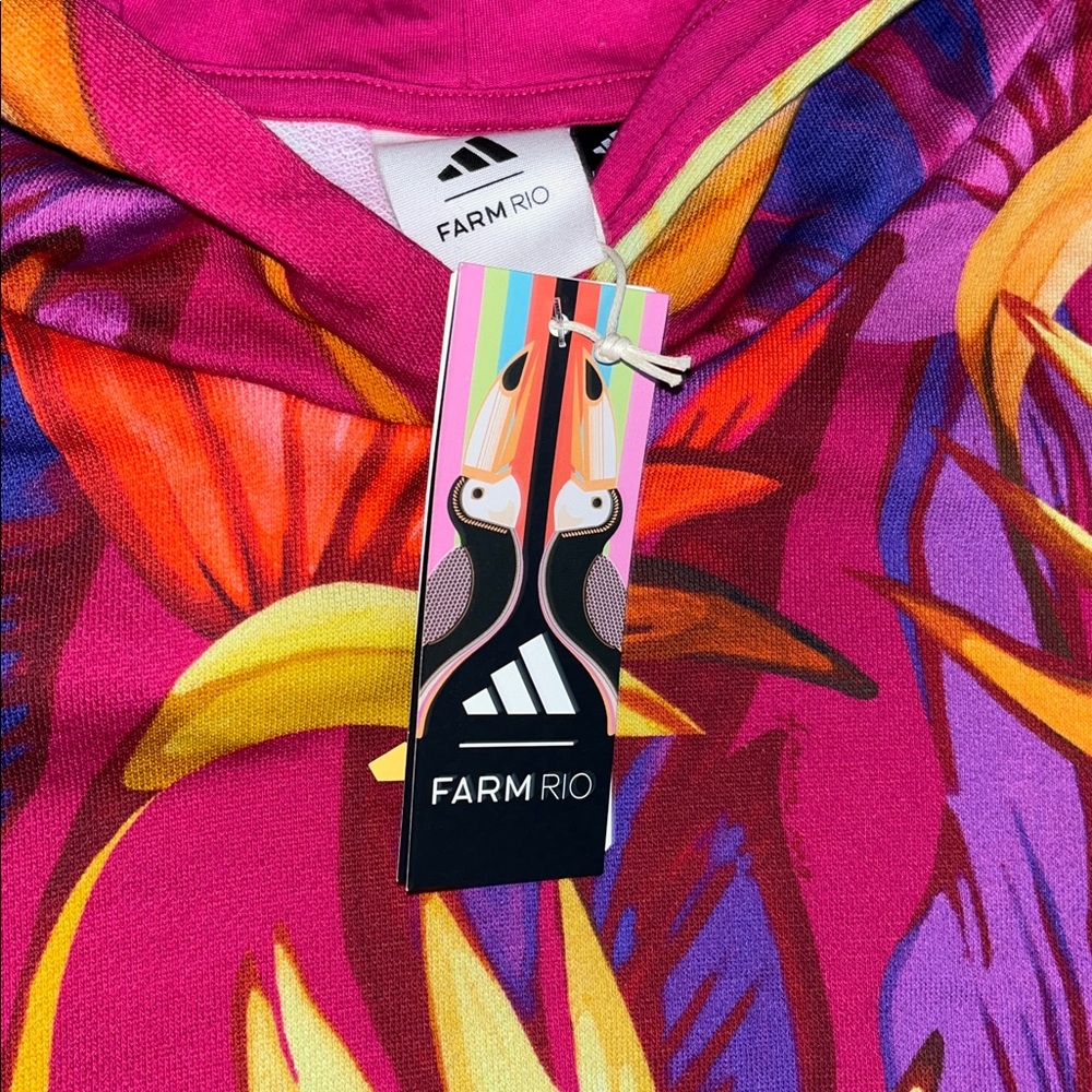 FARM Rio x Adidas Collab Colorful Floral Cropped Hoodie - Picture 5 of 10